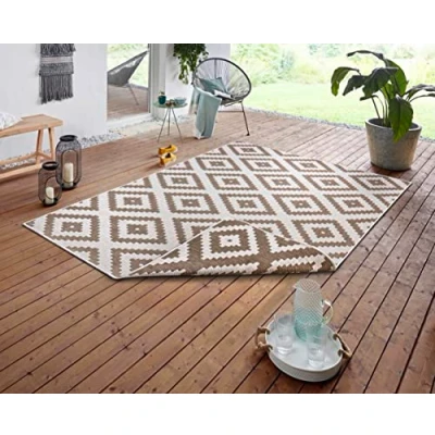 Abbildung von NORTHRUGS Teppich »Malta Wendeteppich«, rechteckig, 5 mm Höhe, In &amp; Outdoor, Wetterfest, Balkon, Terrasse, Raute, Läufer, Wohnzimmer