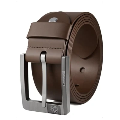 Abbildung von Cartvelli Premium Ledergürtel Herren Dunkelbraun 95cm Made in Germany mit Geschenkbox Echt Leder Herrengürtel braun Vollleder Jeansgürtel Gürtel 40mm Anzug jeans chino pants M24db 95