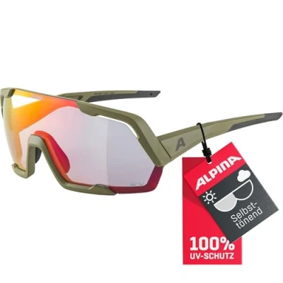 Abbildung von ALPINA ROCKET QV Kontrastverstärkende, Selbsttönende &amp; Beschlagfreie Sport Fahrradbrille Mit 100% UV Schutz Für Erwachsene, Olive matt, One Size