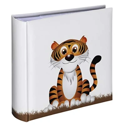 Abbildung von Hama Kinderalbum (Einsteckalbum mit 100 Seiten, Fotoalbum zum Einstecken von 200 Fotos im Format 10x15, Babyalbum Tiger Motiv) weiß, Bunt