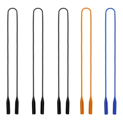 Abbildung von JM Elastisch Silikon Brille Gurt Halter Wasserdicht Gläser Halterung,Sport Sonnenbrillen Kette 2 Stück Damen Herren Kinder Blau+Orange+Schwarz