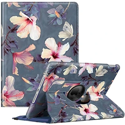 Abbildung von Fintie Hülle für iPad 10.2 Zoll 9.Generation / 8. Gen 7. (Modell 2021/2020/2019) mit Pencil Halter 360 Grad Rotierend Stand Schutzhülle Cover Auto Schlaf/Wach Funktion, Hibiskus
