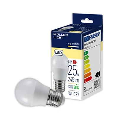 Abbildung von Müller Licht Essentials LED Lampe Tropfenform E27, warmweißes (2700K) für ein gemütliches Ambiente, 3W ersetzt 25W, nicht dimmbar, 25000h Lebensdauer, 401014, Klar