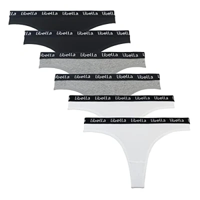 Abbildung von Libella Tanga Damen Baumwolle Unterwäsche Tangas g String Thong Unterhosen 6er Pack 3207BWG M