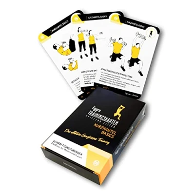 Abbildung von figgrs® Kurzhantel 57 Trainingskarten mit 50 Fitnessübungen für effektives Ganzkörpertraining I Sport zuhause &amp; überall Kurzhanteltraining Männer und Frauen