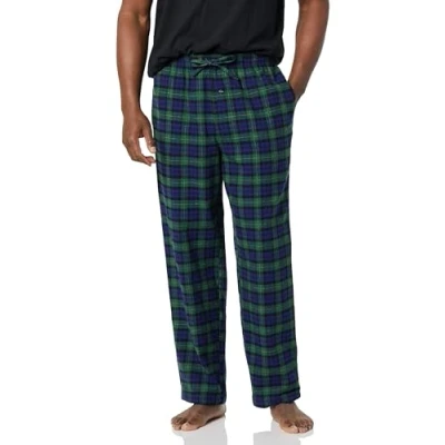 Abbildung von Amazon Essentials Herren Pyjamahose aus Flanell (erhältlich in Big &amp; Tall), Grün Königsblau Tartan Plaid, S