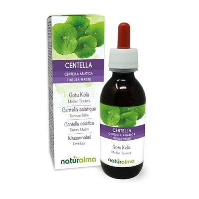Abbildung von Wassernabel (Centella asiatica) Kraut Alkoholfreier Urtinktur Naturalma Flüssig Extrakt Tropfen 120 ml Nahrungsergänzungsmittel Veganer