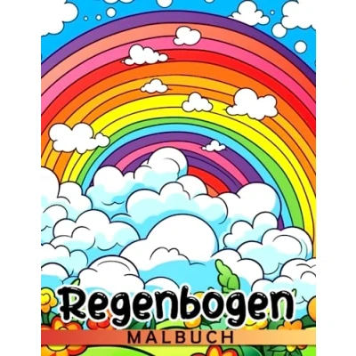 Abbildung von Regenbogen Malbuch: Verschenken Sie ein Malbuch mit über 40 hochwertigen Bildern, damit Kinder Spaß haben und sich entspannen können. Perfekt für alle, die gerne erkunden haben.