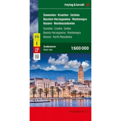 Abbildung von Slowenien Kroatien Serbien Bosnien Herzegowina Montenegro Kosovo Nordmazedonien, Straßenkarte 1:600.000, freytag &amp; berndt: Westlicher ... (freytag berndt Auto + Freizeitkarten)