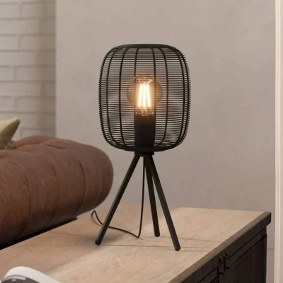Abbildung von Eglo 43967 Tischleuchte RINROE Stahl schwarz E27 1X40W H:44cm Ø20cm mit Kabelschalter