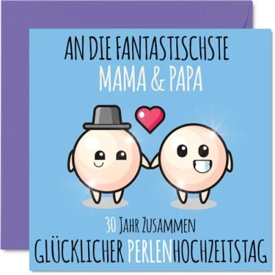 Abbildung von Stuff4 30. Hochzeitstag Karte Liebe 30 Jahre Zusammen Perlen Hochzeit Jahrestag Geschenke für Mama Papa vom Sohn Tochter, 145mm Glückwunschkarten
