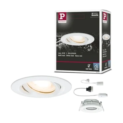 Abbildung von Paulmann 93661 Nova LED Einbauleuchte rund schwenkbar max. 35W Deckenspot Weiß ohne Leuchtmittel Einbaurahmen GU10 oder GU5,3