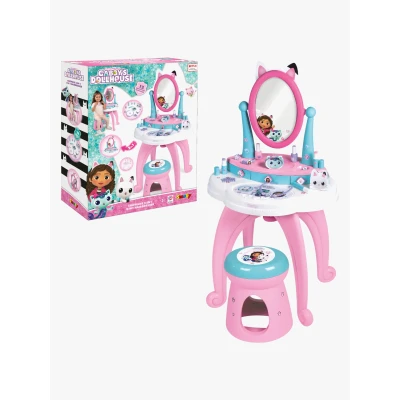 Abbildung von Smoby Gabby&#039;s Dollhouse Frisiersalon (49x36x94 cm) Frisier und Schminktisch für Kinder ab 3 Jahre mit Spiegel, Hocker Zubehör inkl. Spielzeug Schminke