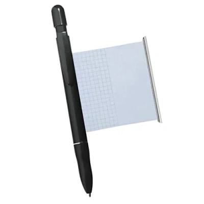 Abbildung von Kugelschreiber schwarz mit Spickzettel Made in Germany