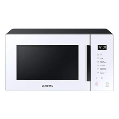 Abbildung von Samsung Mikrowelle Glass Design MG23T5018AW/ET, knuspriges Kochen, HomeDessert, + Grill 800 W 1100 W, 23 l, 49 x 27,5 38 cm, Schnee