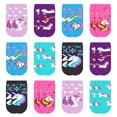 Abbildung von Libella 12er Kinder Mädchen Socken mit Einhornmuster Kids Füßlinge Sneakersocken bunt 2108 31 34