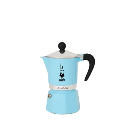Abbildung von Bialetti 5041 Rainbow Caffettiera Colorata, Alluminio, Azzurro, 1 Tazza, Hellblau