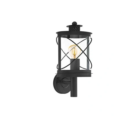 Abbildung von EGLO Außen Wandlampe Hilburn, 1 flammige Außenleuchte, Wandleuchte aus verzinktem Stahl und Kunststoff, Farbe: Schwarz, Fassung: E27, IP44