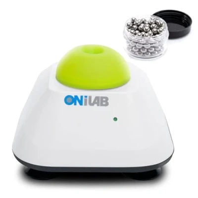 Abbildung von ONiLAB Mini Vortex Mixer mit Touch Funktion, Labor Mischen, Nagellack, Wimpernklebstoffe und Acrylfarben stabiler Aluminium Gussbasis, 120pcs 7/32in Mischkugeln, Grün…