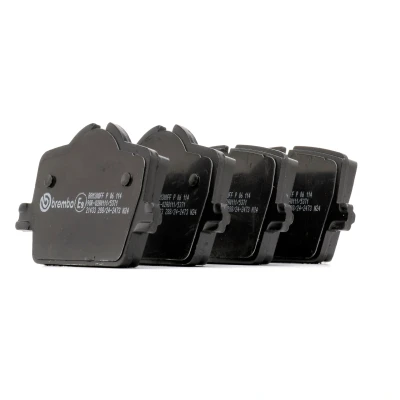 Abbildung von BREMBO P 06 114 Bremsbelagsatz für Verschleißwarnanzeiger vorbereitet mit Bremssattelschrauben, Anti Quietsch Blech Zubehör BMW: 3 Saloon
