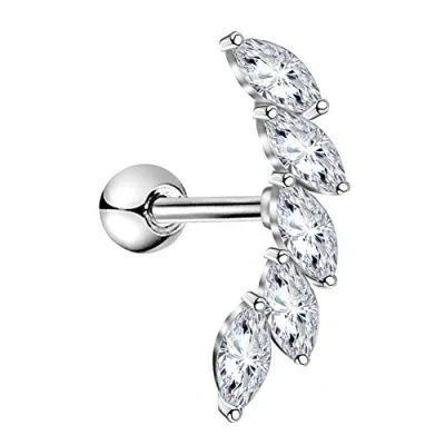Abbildung von OUFER 16G Knorpel Ohrring Helix Piercings Silber Studs CZ glänzend Edelstahl Tragus Conch Oberohrläppchen Schmuck Damen