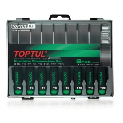 Abbildung von TOPTUL GAAW0801 Schraubendrehersatz 8 T6, T7, T8, T9, T10, T15, T20 Kunststoffkassette
