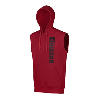 Abbildung von adidas Herren Community Vertical Hoody Sleeveless Boxing Kapuzenpullover ärmellos, Rot/Schwarz, L