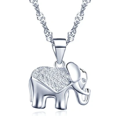 Abbildung von Yumilok 925 Sterling Silber Zirkonia Niedlicher Elefant Anhänger Halskette Kette mit für Damen Mädchen Elefanten Liebhaber