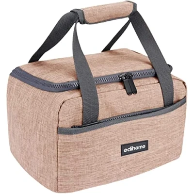 Abbildung von edihome, Kühltasche Klein, Lunchbag, Kühltasche, Faltbar, 8L, Thermo Lunchbox, Isolierte, für Mittagessen, Arbeit, Camping oder Reise, Tragbar (Beige)
