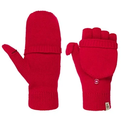 Abbildung von Roeckl Strickhandschuhe Fingerlose Handschuhe Merino Winterhandschuhe Fingerhandschuhe (One Size dunkelrot)
