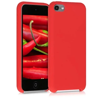 Abbildung von kwmobile Schutzhülle kompatibel mit Apple iPod Touch 6G / 7G (6. und 7.Generation) Hülle Silikon gummiert Cover Case in Rot