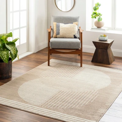 Abbildung von Livabliss Mombasa Teppich Wohnzimmer Boho, großer Schlafzimmer 160x216 cm für Esszimmer mit geometrischem Muster, Skandinavischer Wohnzimmerteppich modern in Braun und Beige