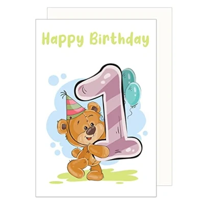 Abbildung von Edition Seidel Premium Geburtstagskarte zum 1. Geburtstag mit Umschlag. Kindergeburtstag Glückwunschkarte Billet Happy Birthday Junge Mädchen (G3372 SW023)