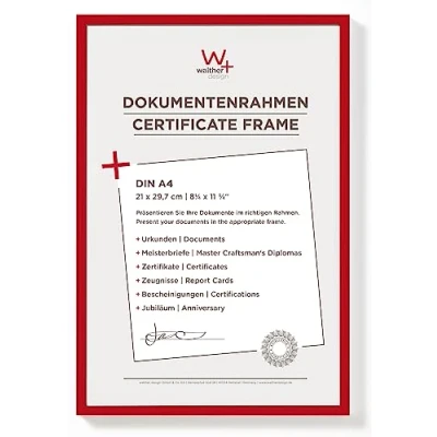 Abbildung von walther design Bilderrahmen rot 21 x 29,7 cm (DIN A4) New Lifestyle Kunststoffrahmen KV130R
