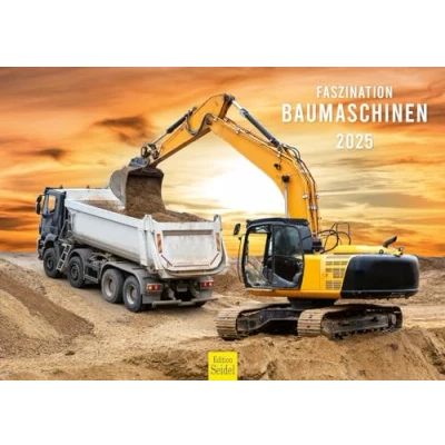 Abbildung von Edition Seidel Premium Kalender Faszination Baumaschinen 2025 Format DIN A3 Wandkalender Bagger Kran Walze Bulldozer LKW Auto Maschine