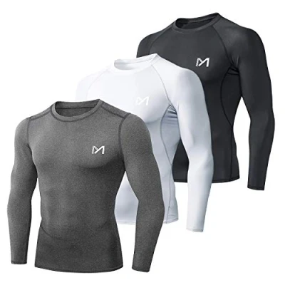 Abbildung von MEETYOO Kompressionsshirt Herren, Funktionsshirt Langarm Fitnessshirt Männer Sportshirt Atmungsaktiv Laufshirt für Laufen Jogging Sport Turnhalle,XL