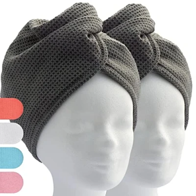 Abbildung von ELEXACARE Haarturban, Turban Handtuch mit Knopf (2 Stück rosa/rosé), Mikrofaser für Kopf und Lange Haare