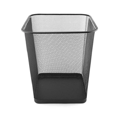 Abbildung von D.RECT Papierkorb Büro 18L Abfalleimer, aus Drahtgeflecht Mülleimer, Papiereimer Metall Büroeimer Mesh Eckig, Schwarz