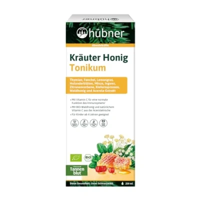 Abbildung von Hübner Tannenblut BIO Kräutertonikum Mit Waldhonig und natürlichem Vitamin C Wohltuend für Rachen, Hals Atemwege Alkoholfrei, vegan, ohne Gluten Lactose 250 ml