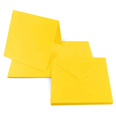Abbildung von Netuno 25 Klapp Karten blanko mit Umschlag Doppelkarten Gelb + quadratische Briefumschläge 14 x cm Rainbow Set Kuvert Karteikarten gefaltet Umschläge quadratisch Papeterie