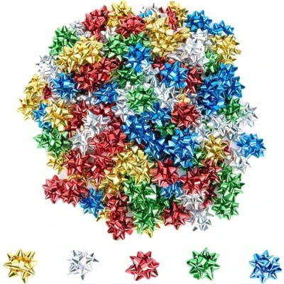 Abbildung von 100Pcs Mini Geschenkschleifen 1inch Weihnachten Selbstklebend Fertige Schleifen Weihnachten, Geschenkschleife set für Geschenkverpackung, Geburtstage, Partys, Feste