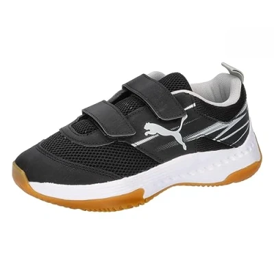 Abbildung von Puma Varion II V JR Unisex Handballschuh für Kinder, Größe: 28, Black/cool light gray/yellow blaze Schuhe