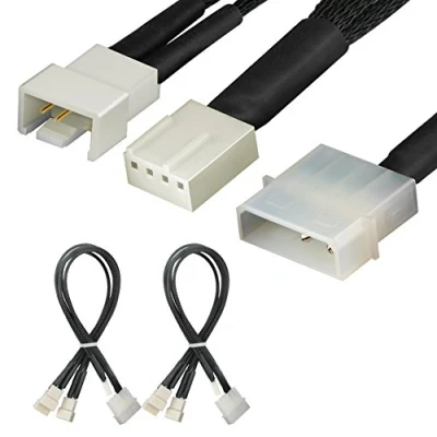 Abbildung von J&amp;D 4 poliger Molex zu Lüfterstromverteilerkabel 2er Pack, für polige PWM Computergehäuselüfter, 30 cm