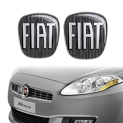 Abbildung von Fiat 14186D 14187B 3D Aufkleber Logo Bravo, Schwarz, 2 Stücke, Vorne und Hinten
