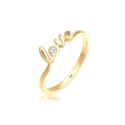 Abbildung von Elli DIAMONDS Ring Damen Love Schriftzug mit Diamant (0.03 ct.) in 585 Gelbgold