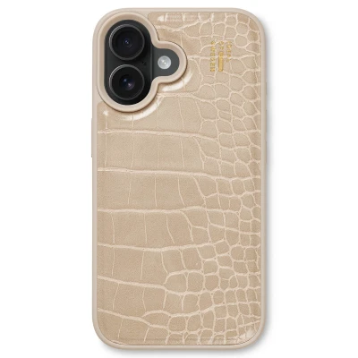 Abbildung von Apple iPhone 16 Hülle Kunstleder iDeal of Sweden Backcover/Hard Case Handyhülle Beige Shockproof/Stoßfest