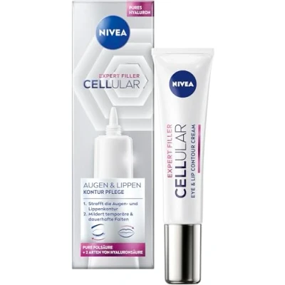 Abbildung von NIVEA Cellular Expert Filler Augen &amp; Lippen Konturpflege, straffende Anti Falten Augencreme mit Hyaluron Folsäure, Lippenpflege zur Straffung der Lippenkontur (15 ml)