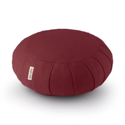 Abbildung von basaho Classic Zafu Meditationskissen Yogakissen Bio Baumwolle Buchweizenschalen Abnehmbarer und waschbarer Bezug (Tibetisches Bordeaux)