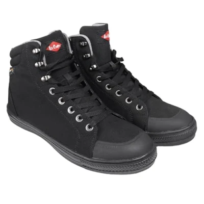 Abbildung von Lee Cooper Herren Arbeitskleidung der Frauen Unisex Retro Styled Premium Cordura Baseball Arbeitssicherheit Trainer Stiefel Schuhe SB SRA, Schwarz, 45 EU