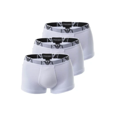 Abbildung von Emporio Armani Herren Men&#039;s Basic Essential Monogram 3 pack Trunk Boxershorts, White/White/White, M
